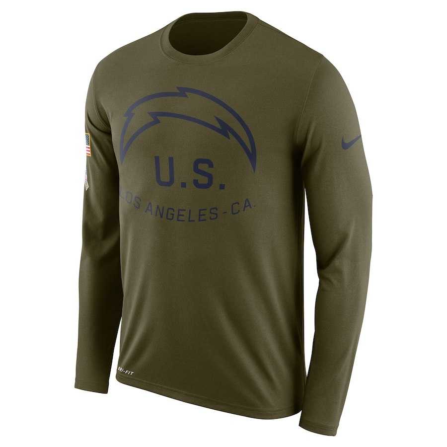 Men's Los Angeles Chargers Nike Salute to Service Sideline Legend Performance Long Sleeve T-Shirt Olive,We sell and wholesale Men's Los Angeles Chargers Nike Salute to Service Sideline Legend Performance Long Sleeve T-Shirt Olive on line form chian!